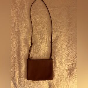 Brown Leather Cuyana Cross Body Bag
